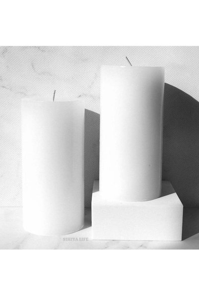 Generic Set of 2 White Pillar Candles| 3 x 6inch | Unscented & Dripless Candl...