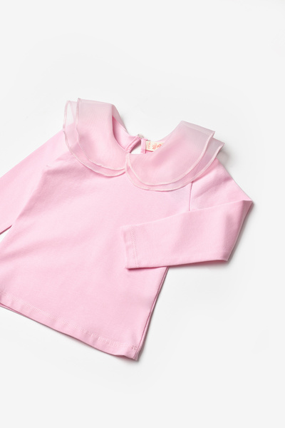 Le Mabelle Pink Organza Collar Girl's T-Shirt