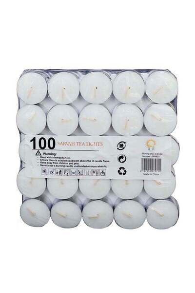 Generic 100-Piece Unscented Tea Light Candle Set White 19.5X18.5X6cm