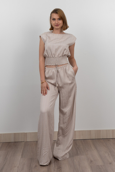 MissVina Σετ με ριγέ μπλουζάκι με λαιμόκοψη και παντελόνι με τσέπες 1247