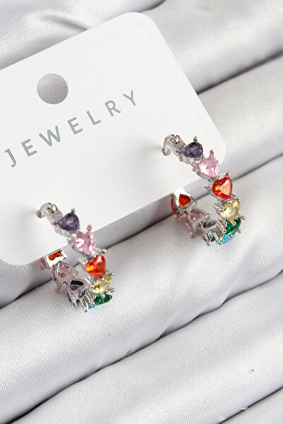 Skygo Brass Zircon Stone Heart Model Silver Color Women's Earrings - Tj-Bkp11080