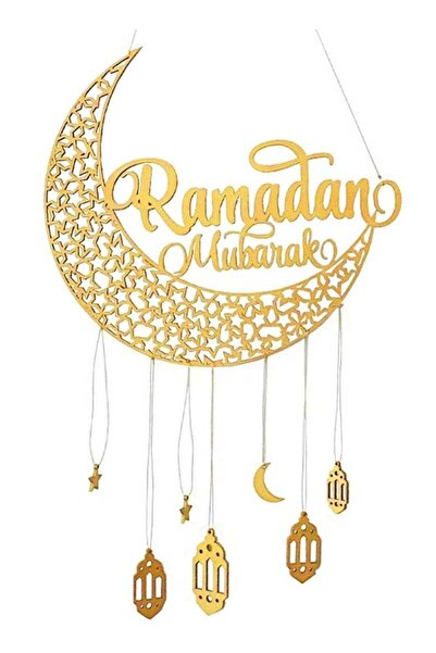Generic High - Quality Ramadan Hanging Decor Wooden Moon and Star - Shaped La...