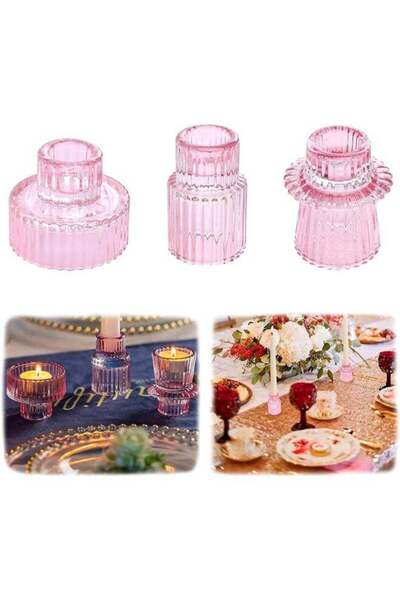 Generic 3Pcs Candle Holders，Glass Candle Holders for Taper Candles,Pillar Can...