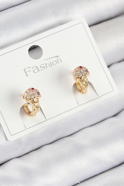 Clariss Brass Zircon Stone Ice Cream Model Gold Color Children's Earrings
