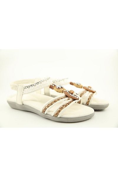 Guja 25Y146 Women's White Stone Beaded Thick Thin Sole Orthopedic Sports Summer Daily Sports Sandals