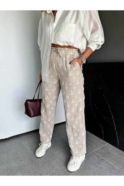 Zerrincan Giyim Taş Nakışlı Müslin Pantolon