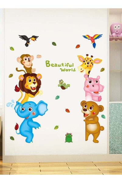 Generic Cartoon Removable Wall Sticker Multicolour 60x40cm