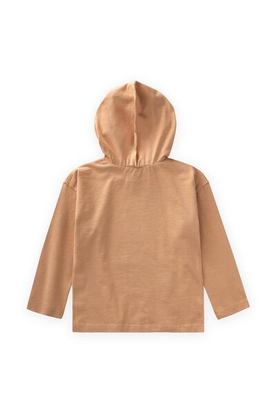 Cigit Εποχιακό μπλουζάκι με στάμπα με κουκούλα Camel 2-10 ετών