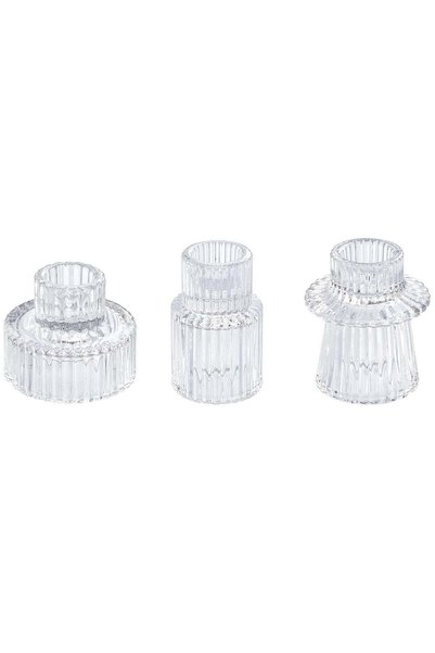 Generic 3 Piece Transparent Glass Candle Holder For Party Wedding