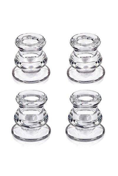 Generic Garlo Candlestick Holders Bulk - 4PCS Taper Candle Holders for Table Centerpiece - Thick Glass Cand
