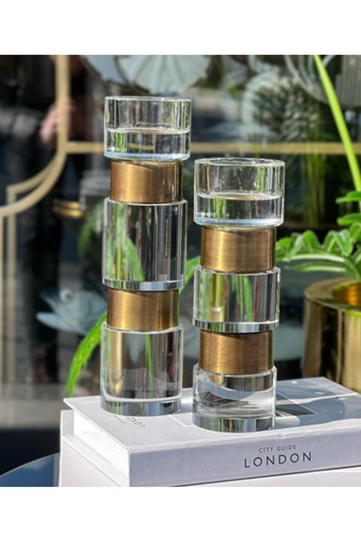 tuan design SİLİNDİR KATLI ESKİTME 2 Lİ MUMLUK