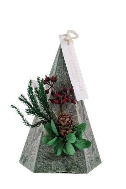 Generic Green pine pillars with pyramid-shaped shapes and beautiful Christmas...