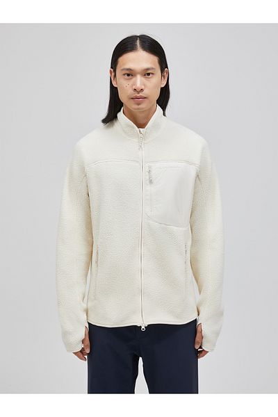 Peak Performance Men's Beige Fleece Sweatshirt - Stand Collar, Pleat Zip Jacket - g 79711040 _M
