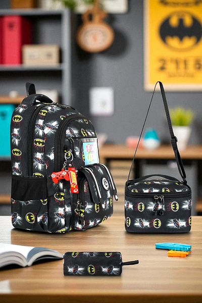 Shopiolog Primary School Orthopedic Waterproof 3 Compartment Primary School Boy's Backpack with Water Bottle
