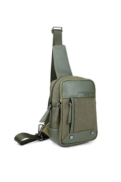 en deri Men's Black Multi-Compartment Daily Cross Strap Shoulder Bag