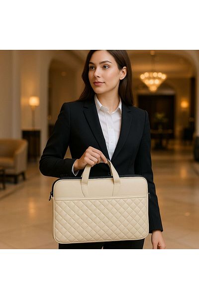 Moda West Premium Quilted Pattern Briefcase File Computer Bag Compatible with 15" & 16" Inch Laptop Notebook Tablets