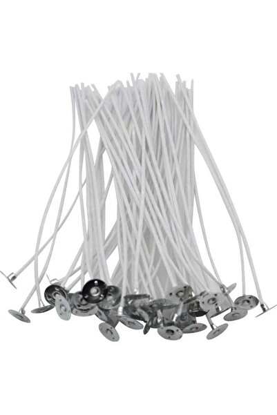 Generic 50-Piece Pre Waxed Wicks Candle White/Silver