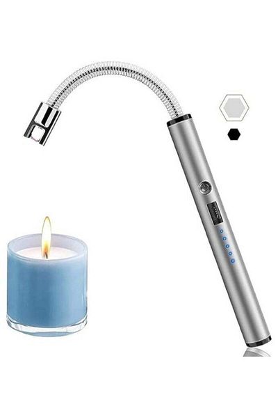Generic MIRFA 360 Degrees Rechargeable Candle Lighter - Silver