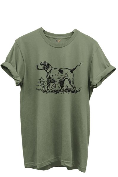 WİDİ Black Linear Pointer Hunting Dog Design 100% Cotton Regular Fit Unisex T-Shirt