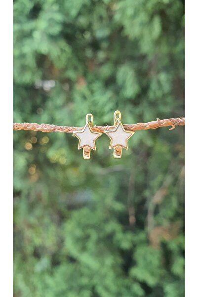 Goldlife jewellery KIZ BEBEK ÇOCUK BEYAZ YILDIZ MİNELİ 14 AYAR ALTIN KÜPE