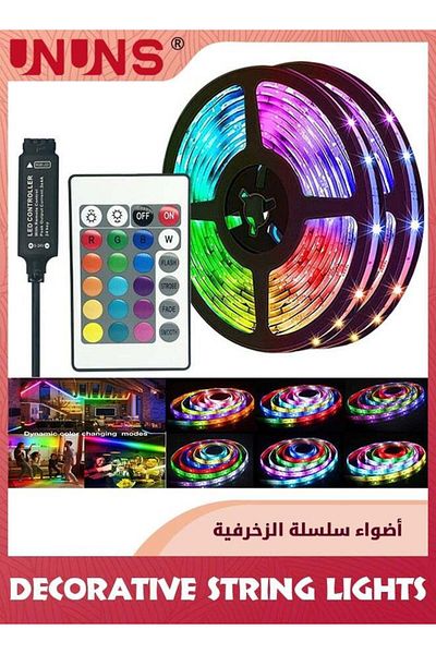 Generic UNUNS Fairy String Lights,5M 60 LED Changing 2835 RGB String Lights With Voice,24-Keys IR Remote Co