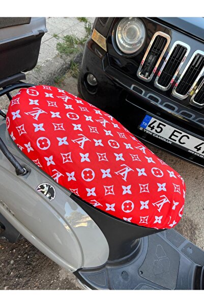CEBECİOTO Luis Red White Patterned Combed Motorcycle Cover - Only 50Cc Engine Compatible