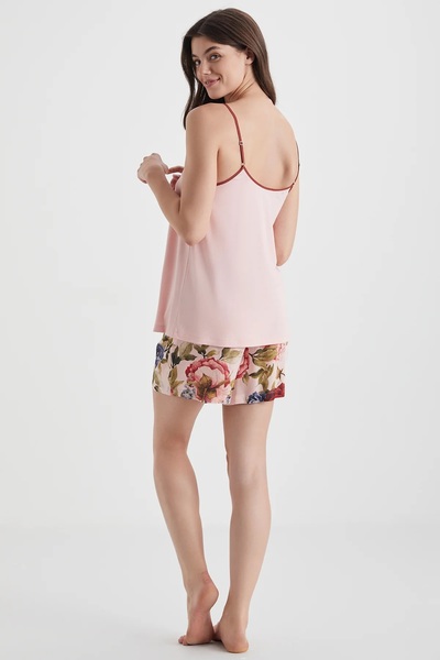 Catherine's CATHERİNES İNCE ASKILI YUMUŞAK DOKULU KUMAŞ KADIN ŞORTLU PİJAMA TAKIM