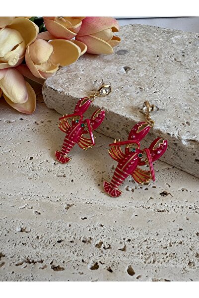 Atelier Pelin Taşlı Kırmızı Istakoz Küpe