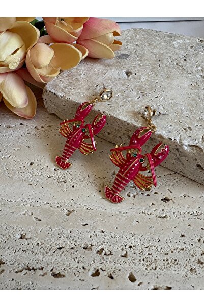 Atelier Pelin Taşlı Kırmızı Istakoz Küpe