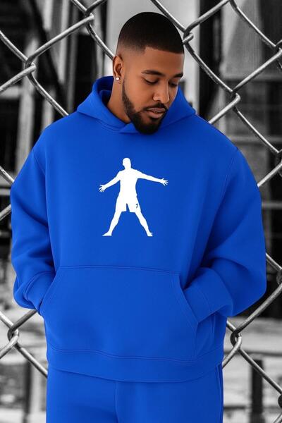 BENROMA 3 Yarn Combed Cotton Football Player Printed Oversized Sweatshirt