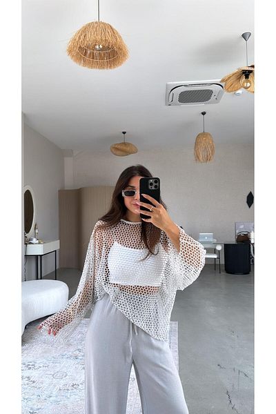 Buket Teke Gray Twinkle Mesh Blouse