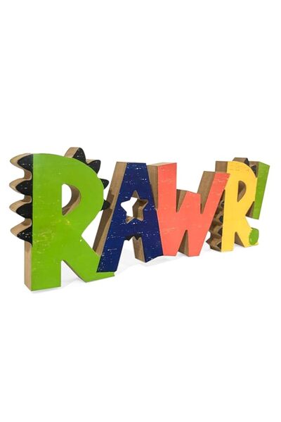 Generic ديكور خشبي لغرفة ديناصورات HnJOY Rawr للأولاد - ديكورات غرف نوم الأطف...