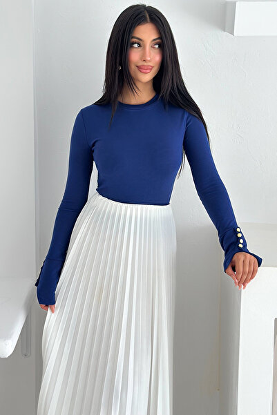 Noa Noa Women's Burgundy Long Sleeve Blouse – Stylish Design with Gold Button Detail