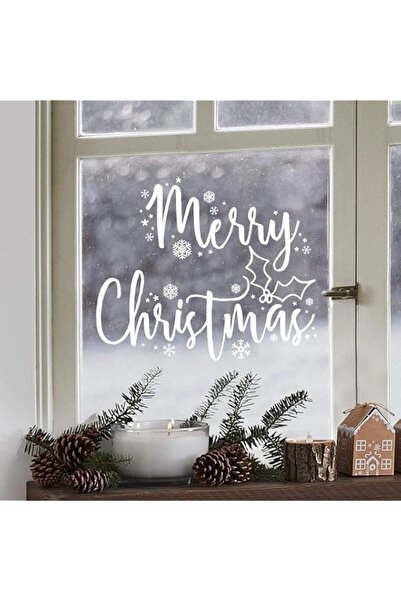 Generic ملصق نافذة عيد ميلاد سعيد من Silk Route، قطعتان، أبيض