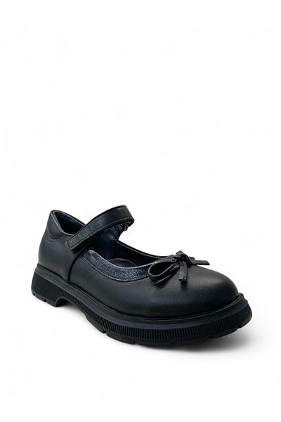 Tuğba Ortopedi 897 Orthopedic 100% Genuine Leather Girl's Black School Ballerinas
