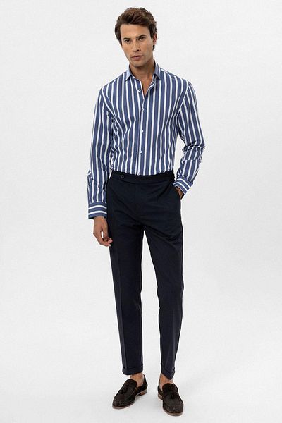 Antioch Indigo Slim Fit Striped Men's Shirt