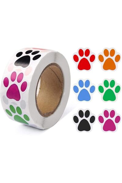 Generic Paw Prints Stickers, 1 Inch/ 500 Stickers Colorful Self-Adhesive Labe...