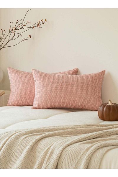 Generic a moment a moment Pink Chenille Cushion Cover Throw Pillow Covers 30x50 CM Pack of 2 Modern Decorat