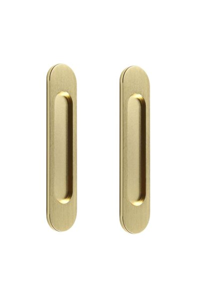 Generic Brand Self-Stick Oval Sliding Door Pulls, 2pcs Matte Gold Aluminum Al...
