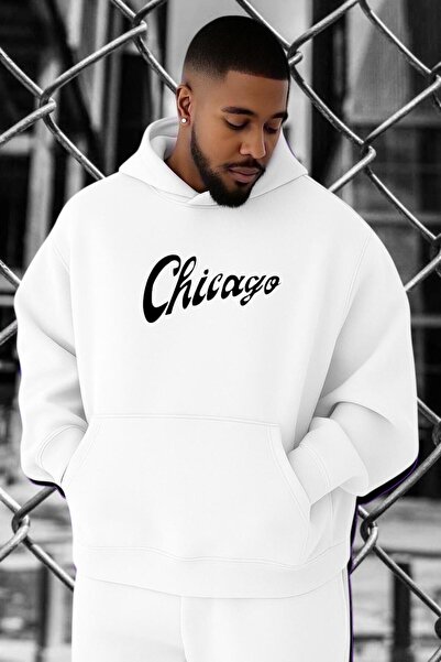 BENROMA 3 Yarn Combed Chicago Printed Oversized Sweatshirt