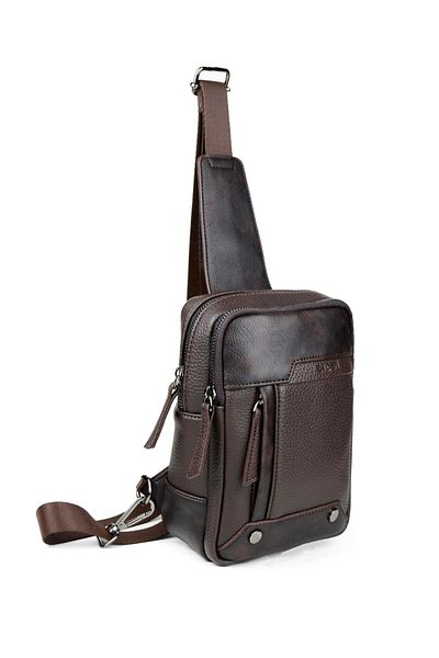 en deri Men's Black Multi-Compartment Daily Cross Strap Shoulder Bag