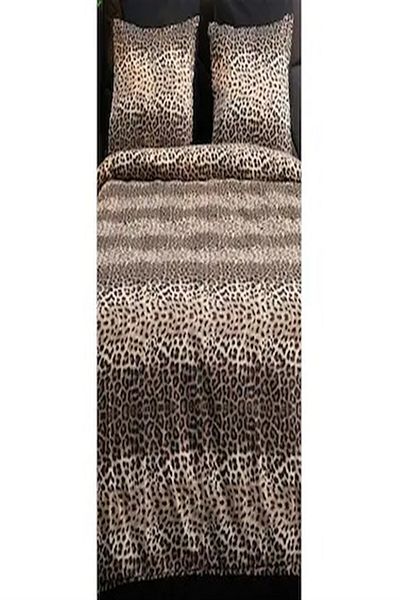 MORE HOME Single Cotton Duvet Cover Set with Elastic Sheet Leopard Pattern