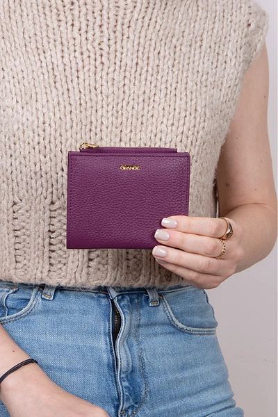 Grande Women's Genuine Leather Snap Fastener Zipper Wallet