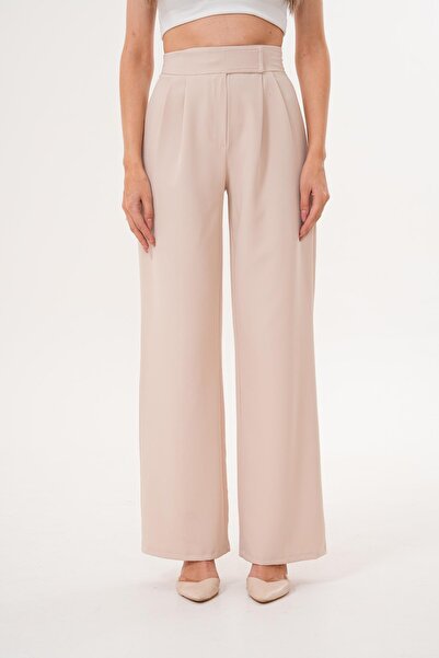 ŞİMAL Women's Velcro Detailed Wide Leg Fabric Trousers 255255 -