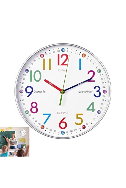 Generic ساعات حائط Aputue للأطفال، ساعة تعليمية للأطفال بطول 30 سم مع آلية كو...