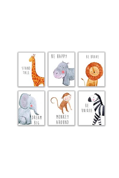 Generic Brand Safari Nursery Wall Art - Jungle Decor Set of 6, 8x10in