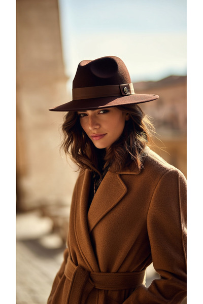 LAGRANZE قبعة فيدورا مختومة للسيدات