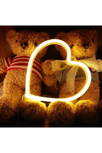 Generic لافتة نيون على شكل قلب حب من Anywin، مصباح نيون LED بلون ضوء أصفر داف...