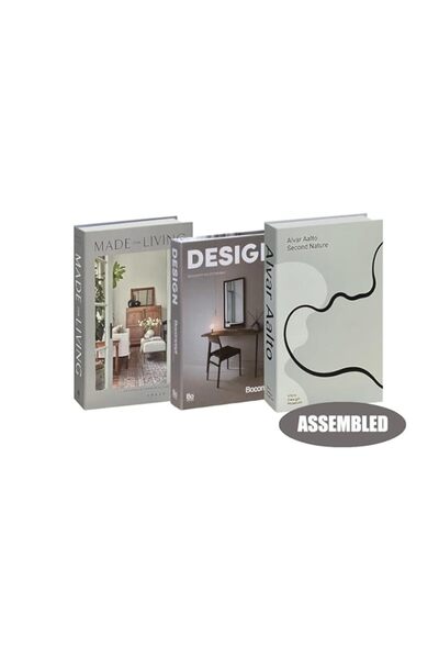 Generic أزوني، 3 قطع من كتب الديكور الأنيقة، ديكور طاولة المدخل، ديكور كتب طا...