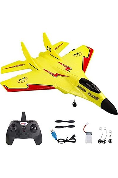 Türkiye Rc Airplanes, Remote Control Airplanes 2.4 GHZ, 2 Channels RC Plane, Easy to Fly Yellow Remote C